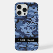 ネイビーブルーカモフラージュ 名前をパーソナライズ iPhoneケース (裏面)