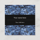 ネイビーブルーカモフラージュ、軍隊パターン、陸軍 スクエア名刺 (裏面)