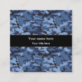 ネイビーブルーカモフラージュ、軍隊パターン、陸軍 スクエア名刺 (裏面)