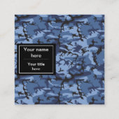 ネイビーブルーカモフラージュ、軍隊パターン、陸軍 スクエア名刺 (裏面)