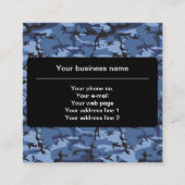 ネイビーブルーカモフラージュ、軍隊パターン、陸軍 スクエア名刺 (正面)