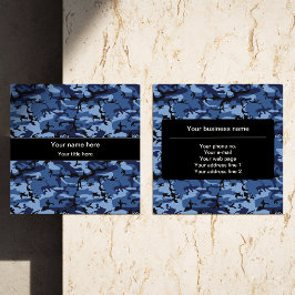ネイビーブルーカモフラージュ、軍隊パターン、陸軍 スクエア名刺