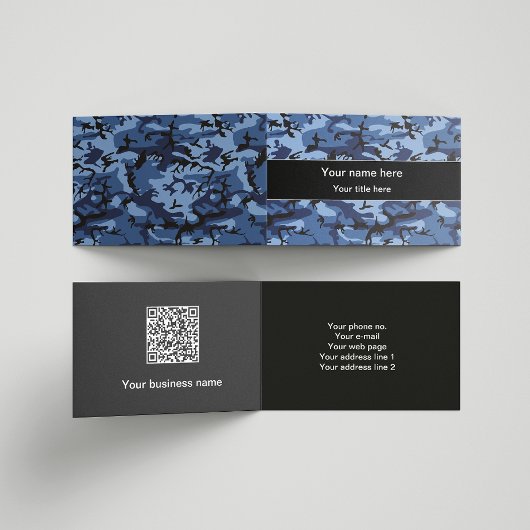ネイビーブルーカモフラージュ、軍隊パターン、陸軍 名刺