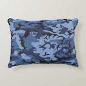 ネイビーブルーカモフラージュ、軍隊、陸軍 アクセントクッション (正面)