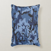 ネイビーブルーカモフラージュ、軍隊、陸軍 アクセントクッション (正面(垂直))