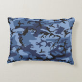 ネイビーブルーカモフラージュ、軍隊、陸軍 アクセントクッション (裏面)