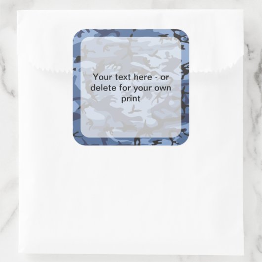 ネイビーブルーカモフラージュ、軍隊、陸軍 スクエアシール (バッグ)