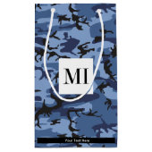 ネイビーブルーカモフラージュ、軍隊、陸軍 スモールペーパーバッグ (裏面)