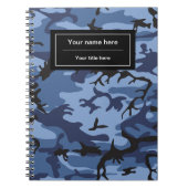ネイビーブルーカモフラージュ、軍隊、陸軍 ノートブック (正面)