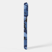 ネイビーブルーカモフラージュ、軍隊、陸軍 iPhoneケース (右側面)