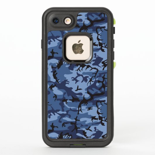 ネイビーブルーカモフラージュ、軍隊、陸軍 LifeProof iPhoneケース (裏面)