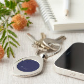 ネイビーブルーカラーモダンプレーン独自の名前書 キーホルダー (側面)