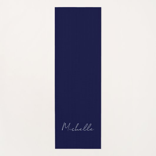 ネイビーブルーカラーモダンプレーン独自の名前書 ヨガマット (正面)