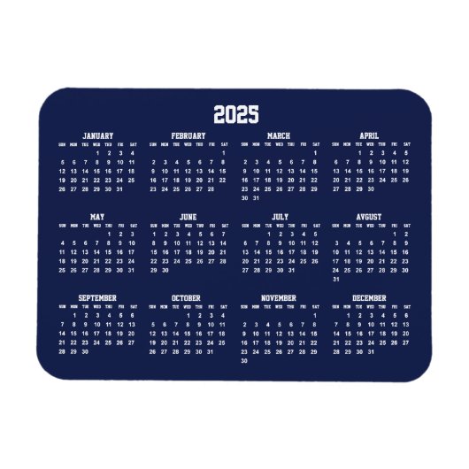 ネイビーブルーカレンダー2025小型柔軟な磁石 マグネット (横)