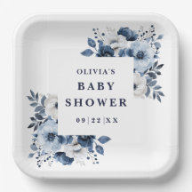 ネイビーブルーカントリーエレガントフローラベビーシャワー