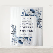 ネイビーブルーカントリーフローラカップルのシャワーバック
