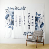 ネイビーブルーカントリーフローラ婚約パーティ背景 タペストリー (インサイチュ(横))