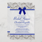 ネイビーブルーカントリーレースブライダルシャワー招待状 招待状 (正面/裏面)