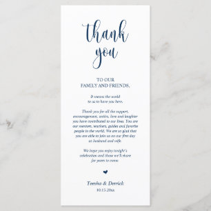 ネイビーブルーカードDInner Place Setting Thank You プログラム