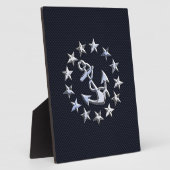 ネイビーブルーカーボンファイバー航海のヨットフラグプリント フォトプラーク (側面)