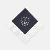 ネイビーブルーカーボンファイバー航海のヨットフラグプリント 縁ありカクテルナプキン (角)