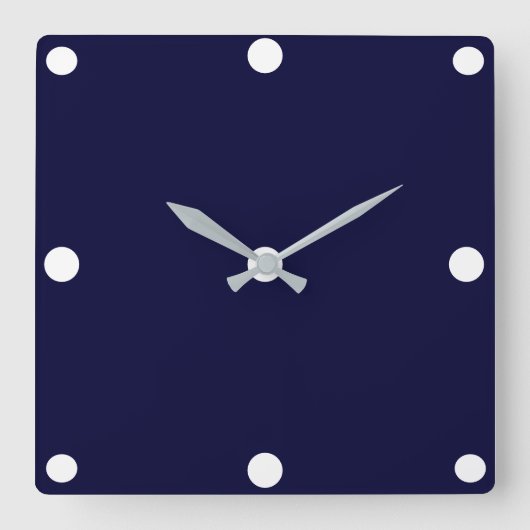 ネイビーブルーカ無地のラー スクエア壁時計 (正面)