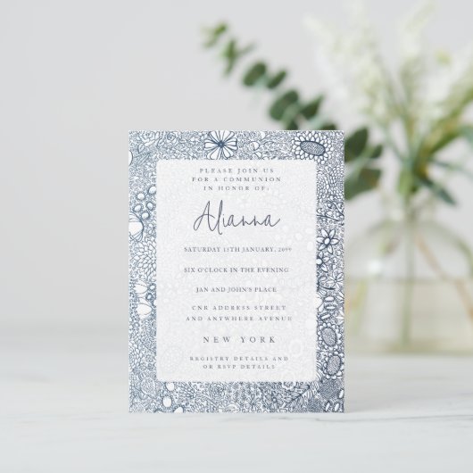 ネイビーブルーガーデンチャーチコミューンの確認 ポストカード (スタンド正面)