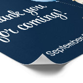 ネイビーブルーキュートドラゴン&バルーン誕生日へようこそ ポスター (角)