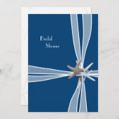 ネイビーブルーギフトボックスブライダルシャワー 招待状 (正面/裏面)
