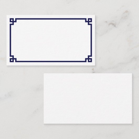 ネイビーブルーギリシャ縁ど鍵結婚ズ プレイスカード (正面/裏面)