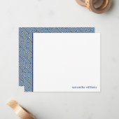 ネイビーブルーギリシャ鍵パターンサンキューノート ノートカード (正面/裏面インサイチュ)