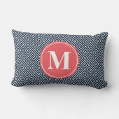 ネイビーブルーギリシャ鍵パターンスイカモノグラム ランバークッション (裏面)