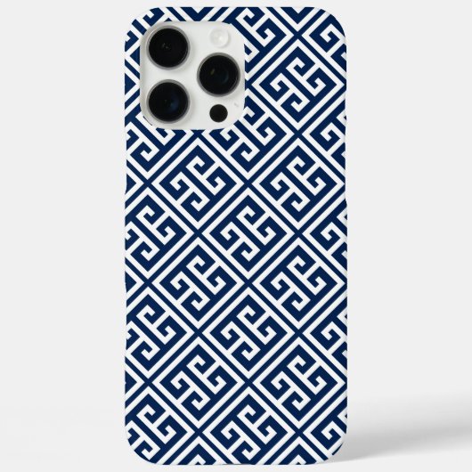 ネイビーブルーギリシャ鍵パターン Case-Mate iPhoneケース (裏面)