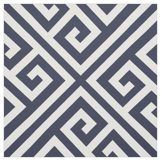 ネイビーブルーギリシャ鍵大規模 ファブリック (見本)