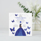ネイビーブルークインセアニラ15アノスバタフライシルバー 招待状 (スタンド正面)