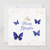 ネイビーブルークインセアニラ15アノスバタフライ誕生日 招待状 (裏面)
