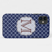 ネイビーブルークォーターフォイルモノグラムIPHONE 5ケース Case-Mate iPhoneケース (裏面(横))