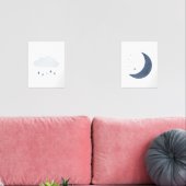 ネイビーブルークラウドアンドムーンボーイ子供部屋デコール (リビング)