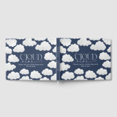 ネイビーブルークラウドナイン赤ちゃんシャワモダンー ゲストブック (全面)