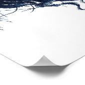 ネイビーブルークラゲ海岸沿いの装飾 ポスター (角)