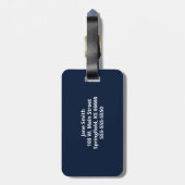 ネイビーブルークラシックイニシャルモノグラム荷札 ラゲッジタグ (裏面縦)