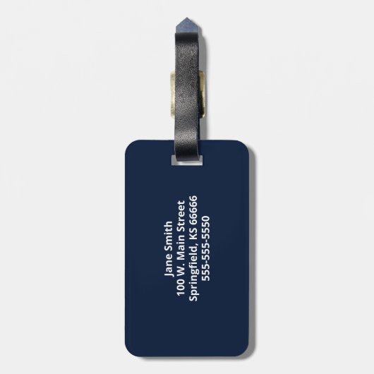 ネイビーブルークラシックイニシャルモノグラム荷札 ラゲッジタグ (裏面縦)
