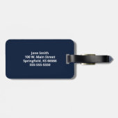 ネイビーブルークラシックイニシャルモノグラム荷札 ラゲッジタグ (裏面横)