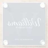 ネイビーブルークラシックスクリプパーソナライズされたトgroomsmen ガラスコースター (裏面)