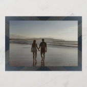 ネイビーブルークラシックデコ金ゴールドモノグラム写真 セーブザデート (裏面)