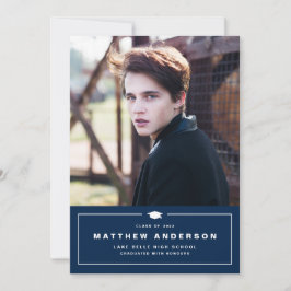 ネイビーブルークラシック卒業キャップ写真卒業 案内状