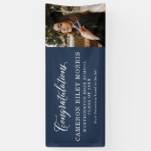 ネイビーブルークラシック卒業旗 横断幕 (縦)