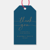 ネイビーブルークラシック金ゴールド結婚ズサンキュー ギフトタグ (正面)