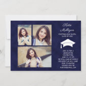 ネイビーブルークラス2022 4写真卒業パーティー 招待状 (正面)