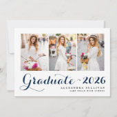 ネイビーブルークラス2025フォトコラージュ卒業 招待状 (正面)